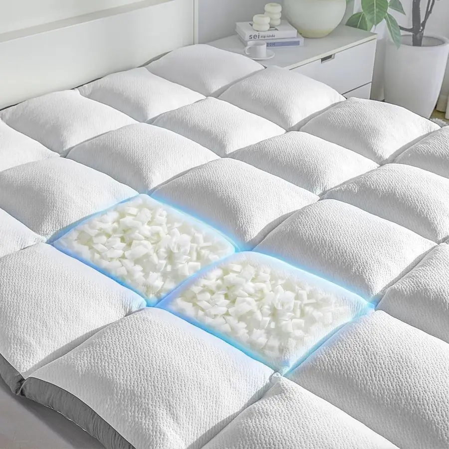 

Mattress Topper Pillow Top Mattress Topper Queen Size Bed, Extra Thick Soft Plush Bed Topper for Back Pain Relief, WhiteOekoTEX