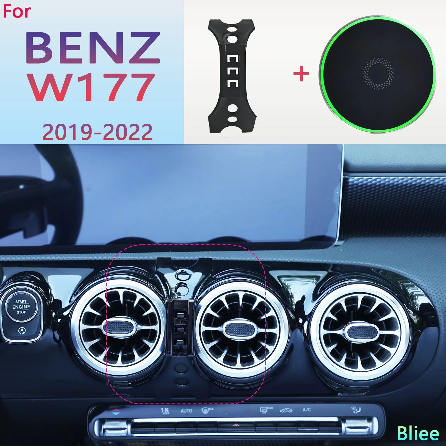 For Mercedes Benz A200 180 W177 AMG 2019-2022 Magnetic Car Phone Holder 15W Wireless Charging Phone Stand MagSafe Phone Base 