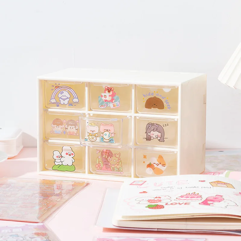 6pcs/ packet Cute cartoon Transparent waterproof stickers be available for Water bottles, cell phones, scrapbooks and suitcases