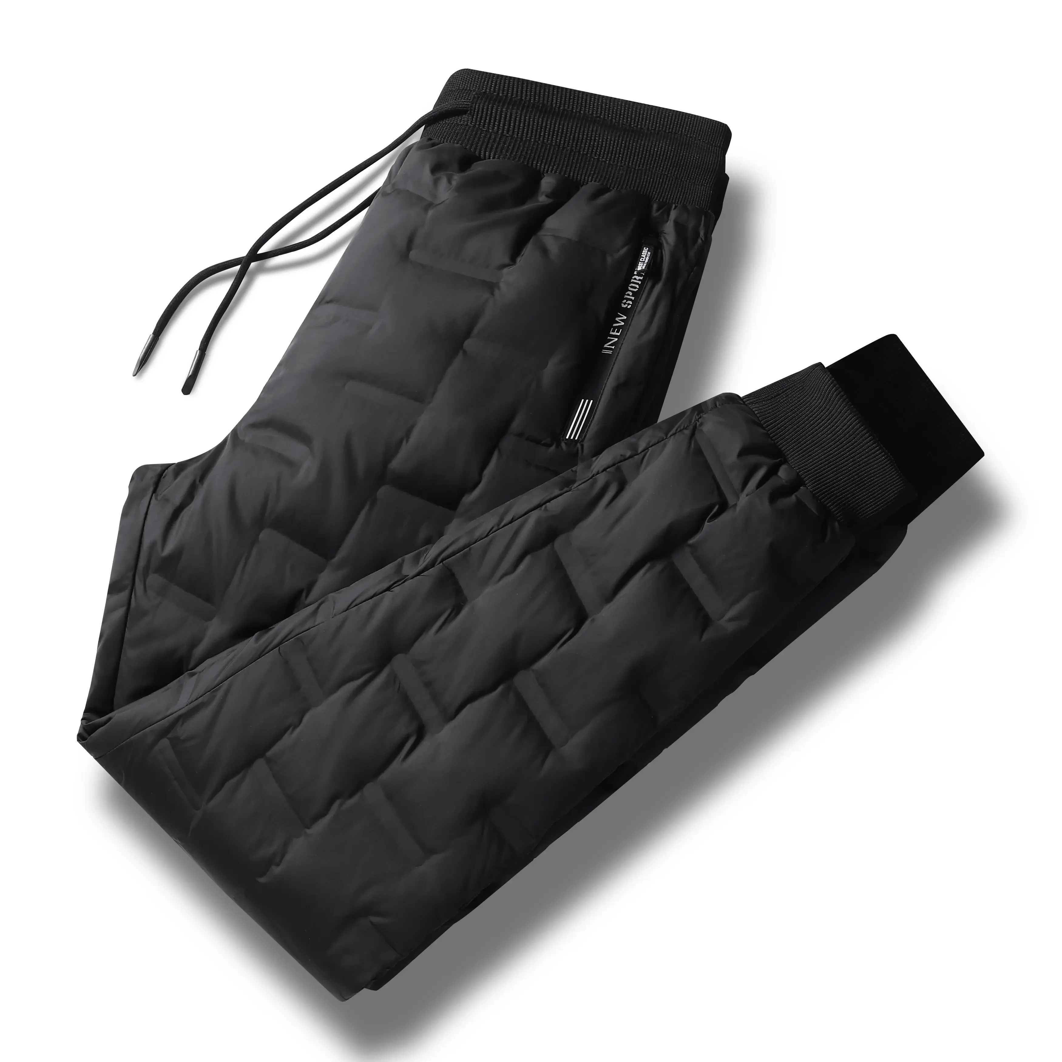 Winter New Fashionable Solid Color Waterproof Thickened Warm Down Pants for Men's Casual Loose Comfortable Sports Large Pants