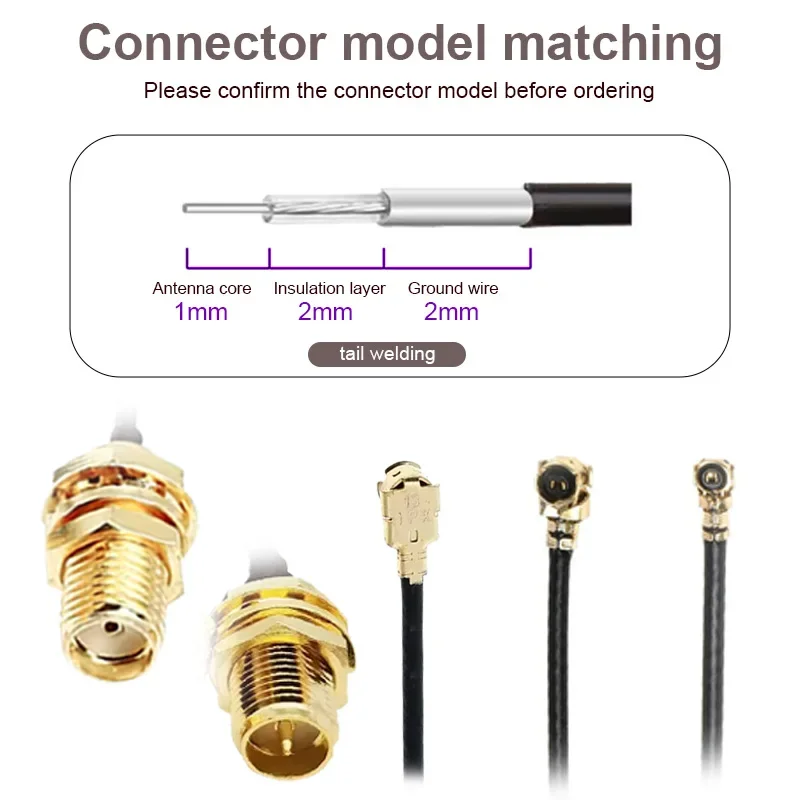 2 piezas cable 1.13 conector SMA hembra a UFL/U.FL/ cable de baja pérdida a (RP)SMA pigtail cable de extensión de antena WiFi 5