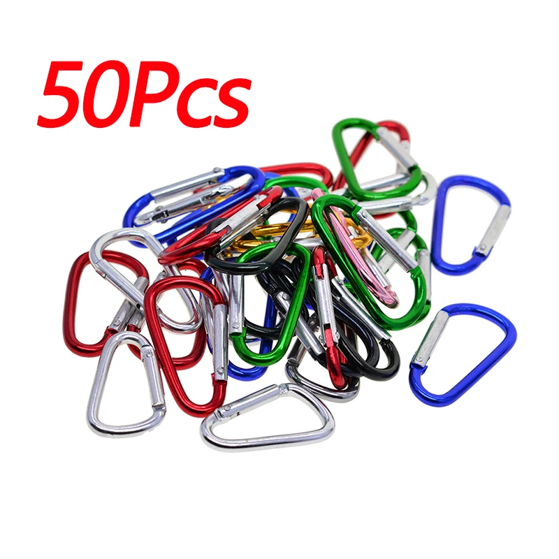 50/100pcs Buckles Aluminum Carabiner Spring Belt Clip Key Chain 4.6x2.5cm For Outdoor Activity Camping Fishing Hiking Travel