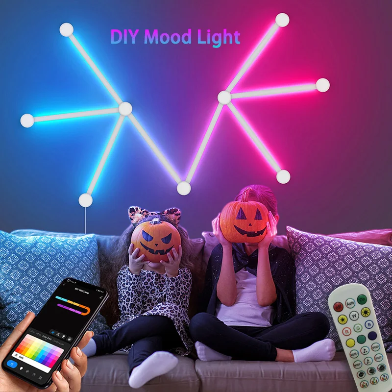 Slimme RGB-wandlamp, Bluetooth APP-verbinding LED-lichtbalk voor muziekfeest, DIY TV-achtergrondverlichting Ambient Decoratie in slaapkamerspel