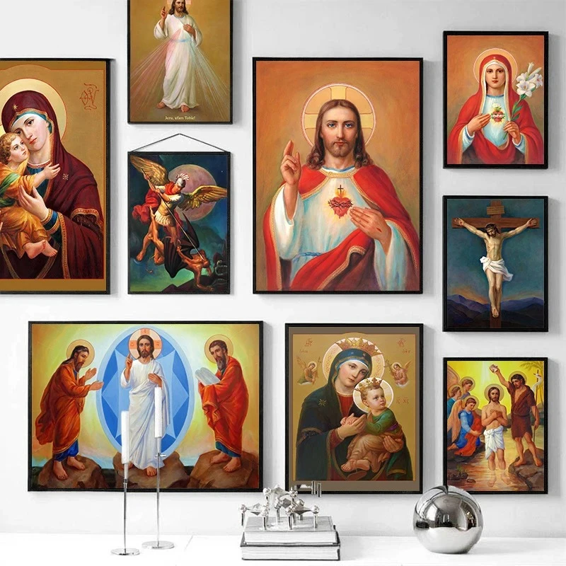 1pc frameless Catholic Art Holy Mother of God，Jesus Christ ，Saint Nicholas Canvas Painting Posters Wall Art Picture for Living R