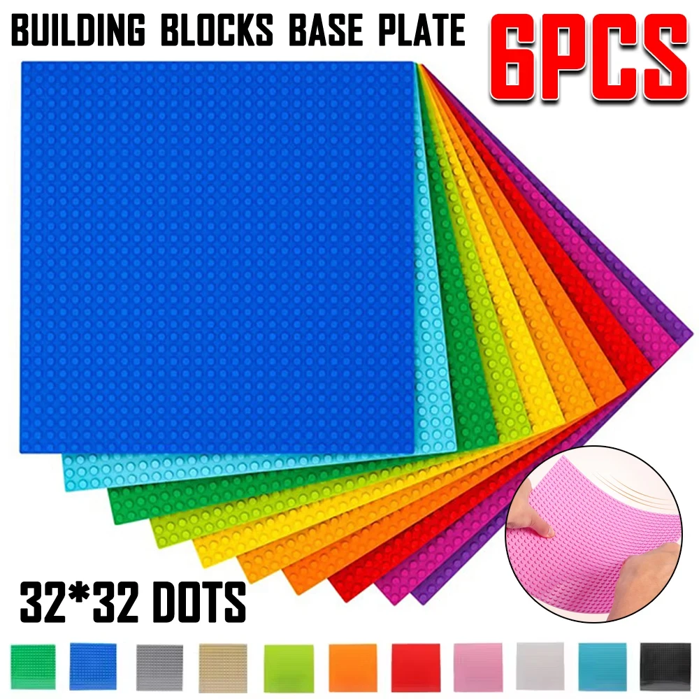 

6PCS/Set Base Plate 32x32 16x32 Dots Classic Baseplate Building Blocks Bottom Plate DIY MOC Construction Toys For Kids Gifts