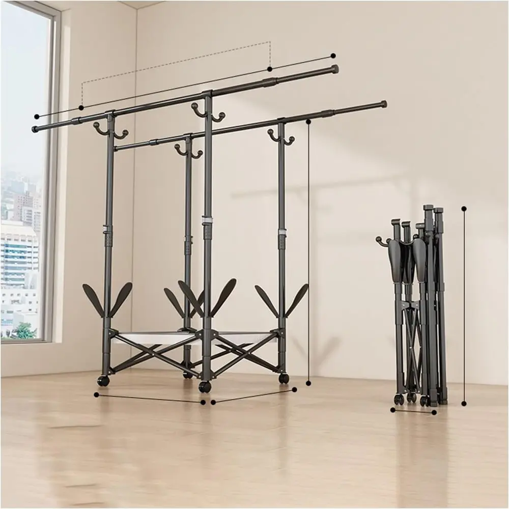 

Двухсекционная раздвижная сушилка для белья, 4-ярусная, не требует сборки, из прочной углеродистой стали, для использования в помещении и на улице