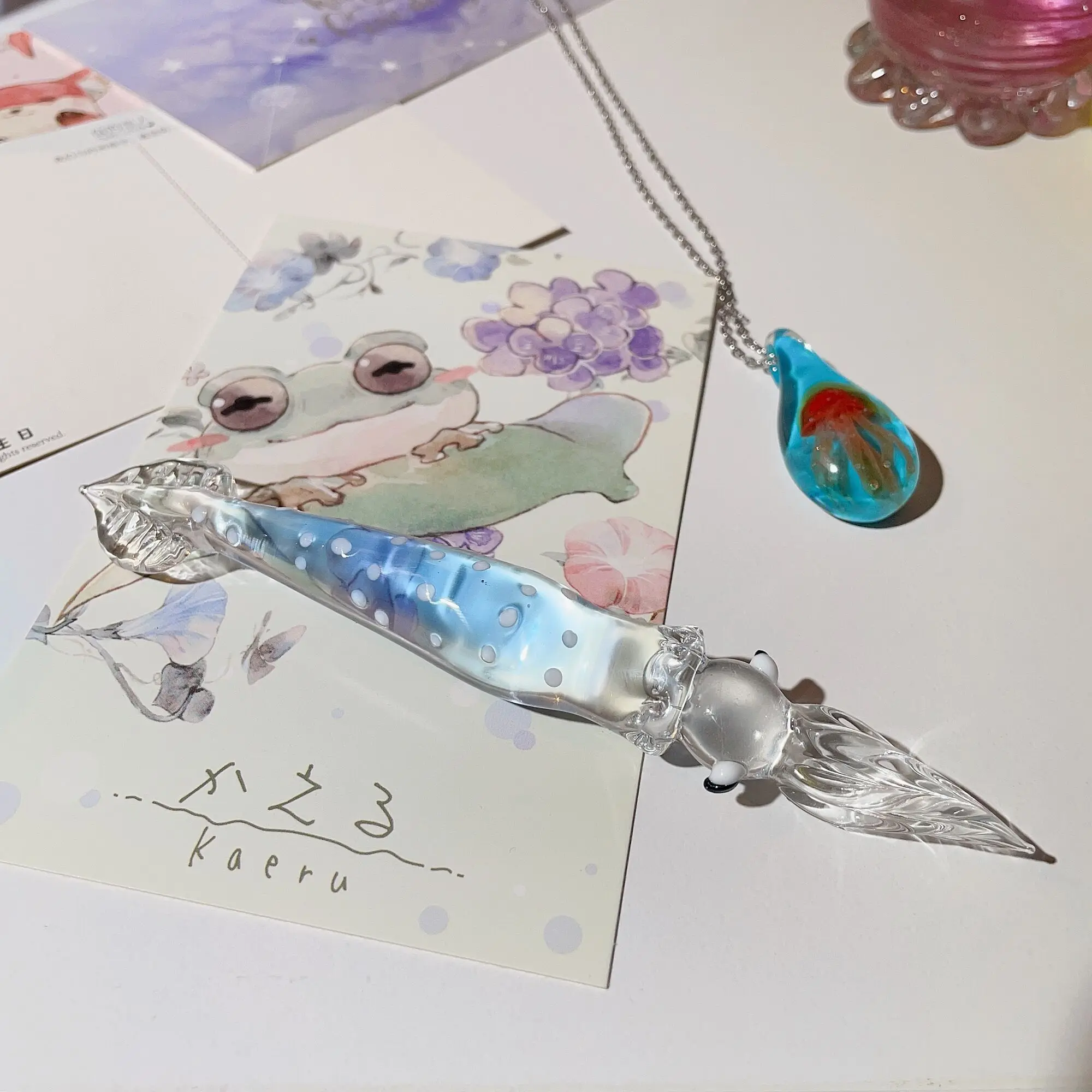 Purely Handmade High Beauty Creative  Squid Style Glass Dip Pen