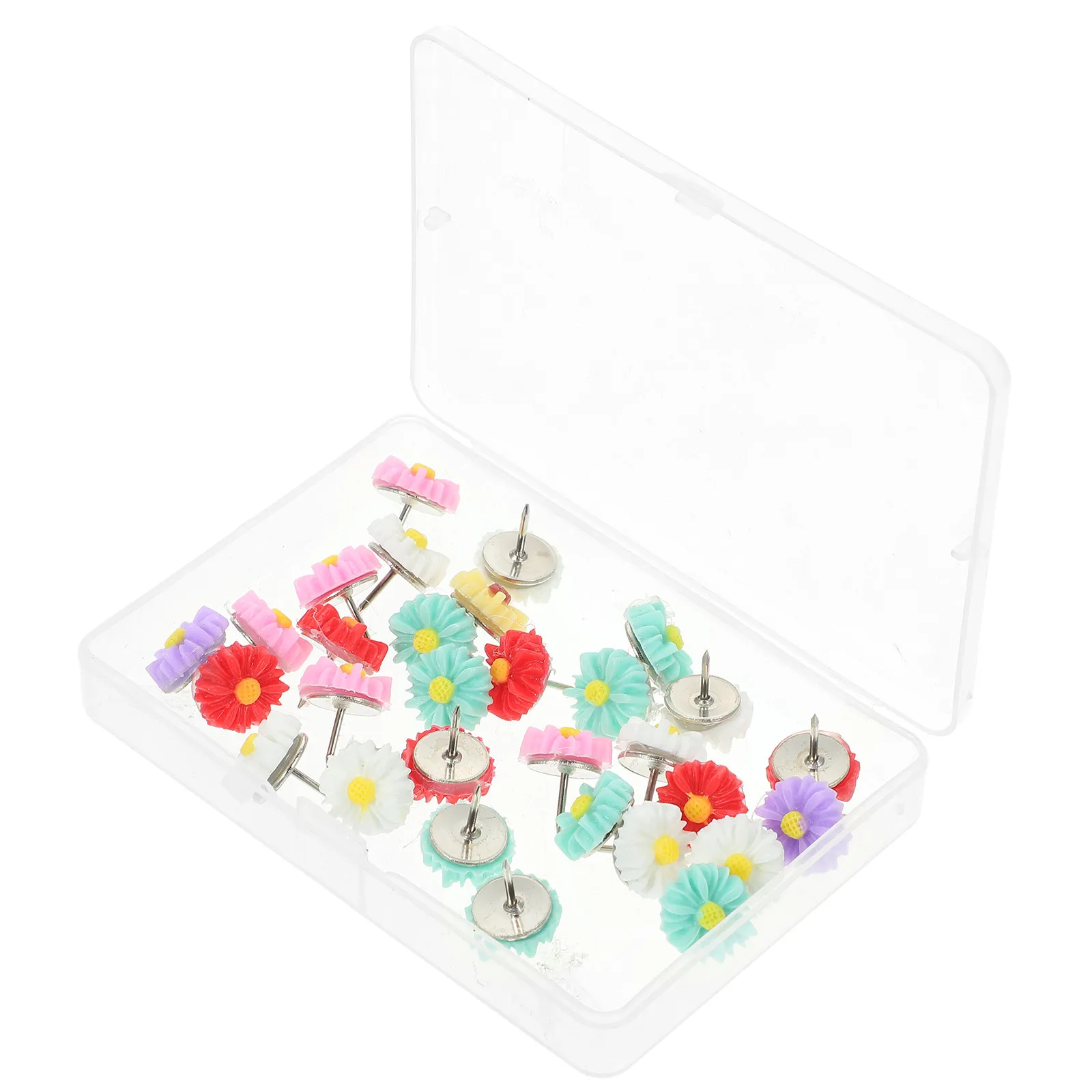 30Pcs Colorful Flower-Shaped Push Pins 1.3x1.3cm Premium Steel Point Thumbtacks for Bulletin Board Corkboard Office School DIY