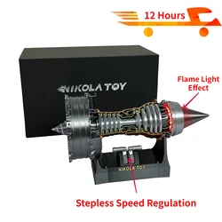 Turbojet fan engine model adjustable speed tail flame light aircraft engine 3D printing craft toy plastic model kit