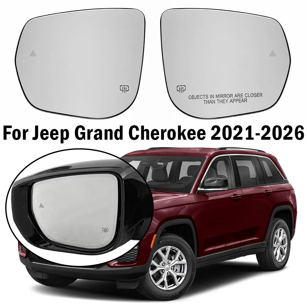 Для Jeep Grand Cherokee L 2021-2026: 1x Левое/Правое Зеркальное Полотно Заднего Вида с Обогревом и Функцией Мониторинга Слепых Зон, Запасная Часть для Автомобиля