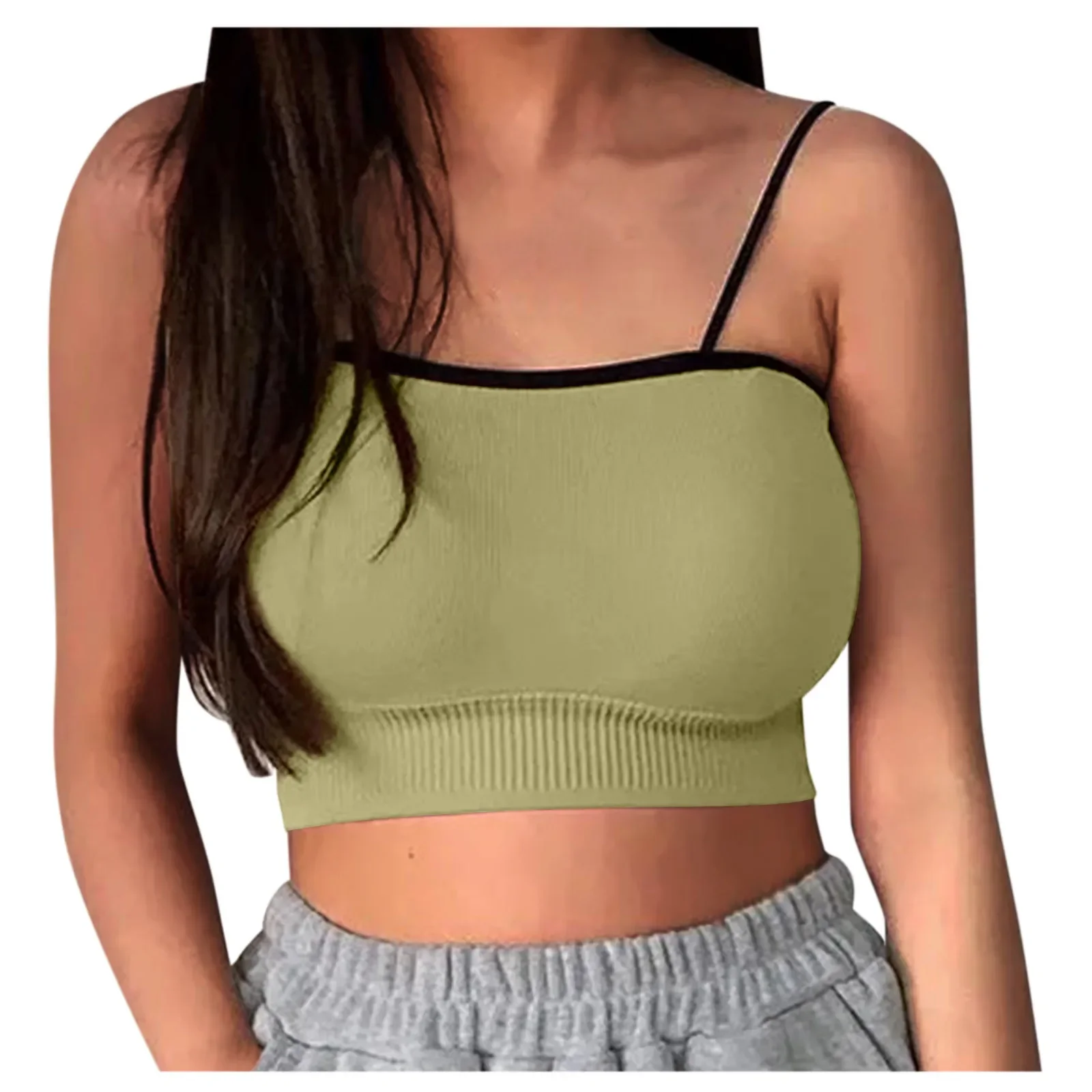 Sexy Women Bra Tube Top Tank Korean Style Seamless Tube Tops Patchwork Underwear Thin Shoulder Strap Short Backless Women's Top