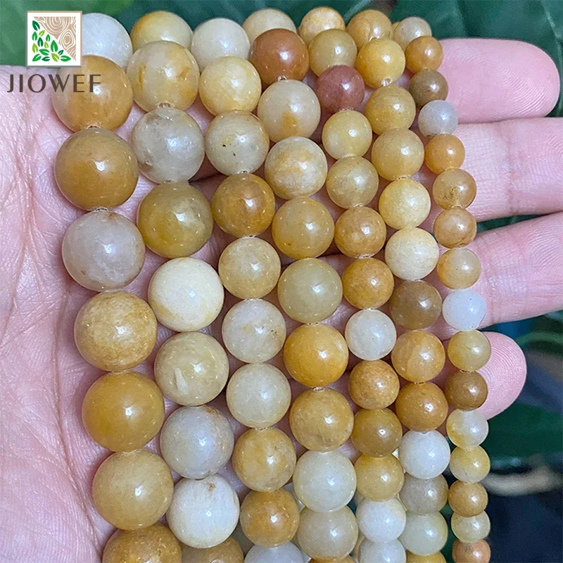 Yellow Aventurine Gem Round Beads for Jewelry Making DIY Bracelet Necklace Natural Stone Beads Chains 15