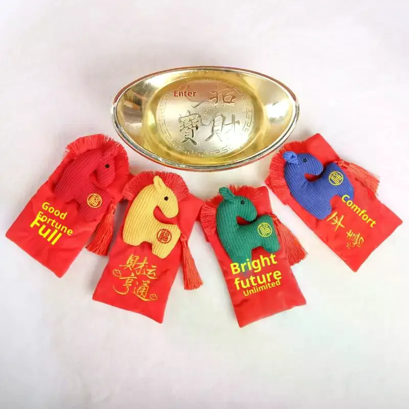 

1 шт., новогодняя мягкая игрушка-пони, китайская Хун Бао, мягкие игрушки, год лошади, 2026 талисманы, плюшевая игрушка