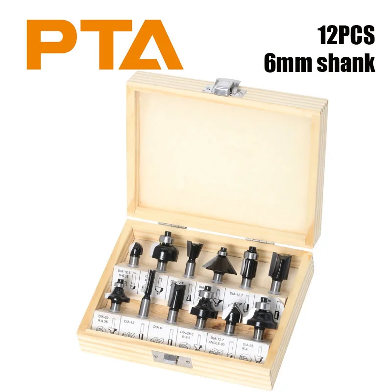 

Набор фрез для резьбы по дереву, 12 шт., хвостовик 6 мм, с коробкой, прямые фрезы для обрезки, твердосплавные
