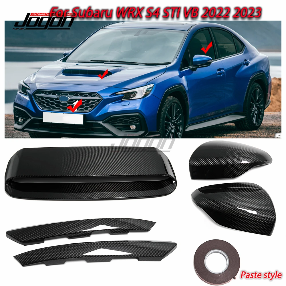 For Subaru WRX 2022 2023 Carbon Fiber Exterior Front Engine Hood Styling Front Bumper Grilles Frame Rearview Mirror Cover Trim