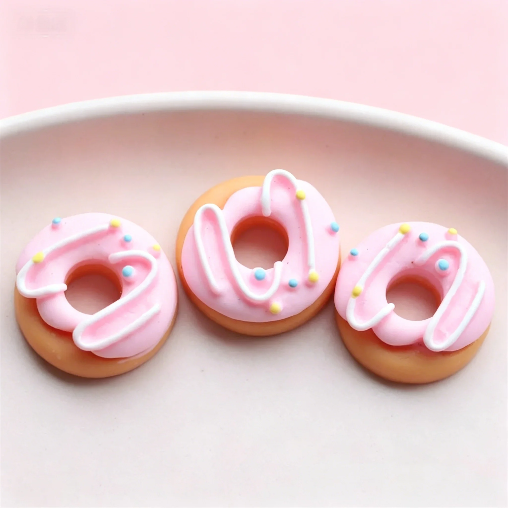 10Pcs Mini Resin Donut Charms, Cute Cartoon Donut Patches, DIY Craft Supplies for Phone Case, Jewelry & Dollhouse Decor