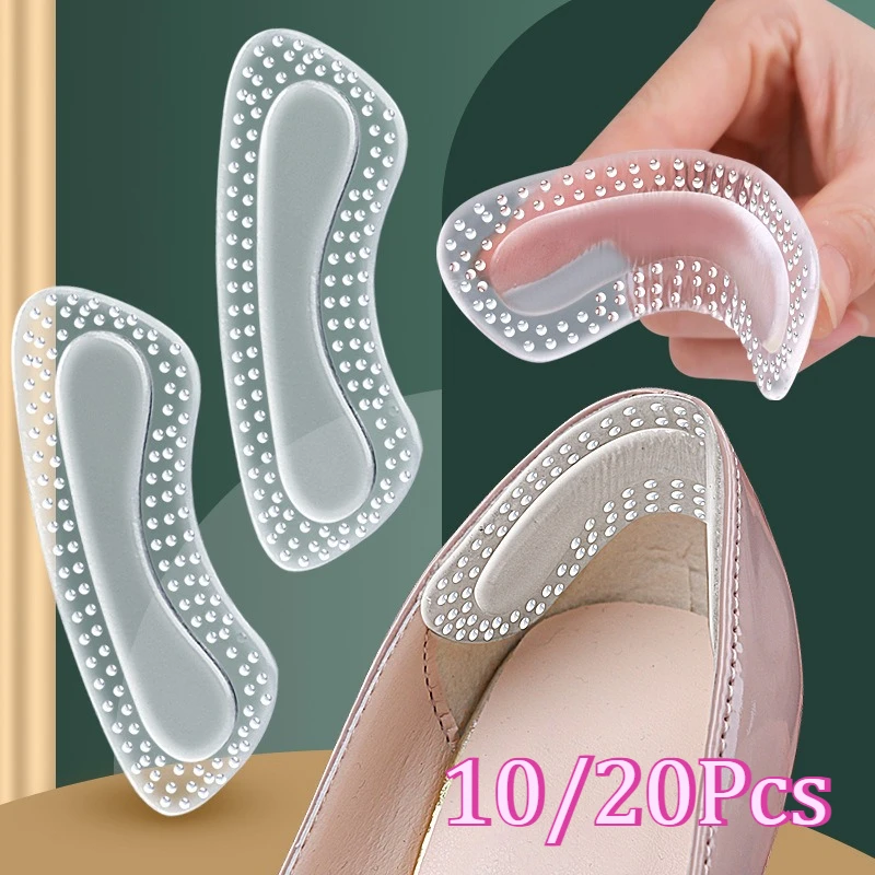 10/20Pcs Heels Grips Silicone Heel Stickers for Women Men Anti Slip Heel Cushions Non-Slip Inserts Pads Foot Heel Care Protector