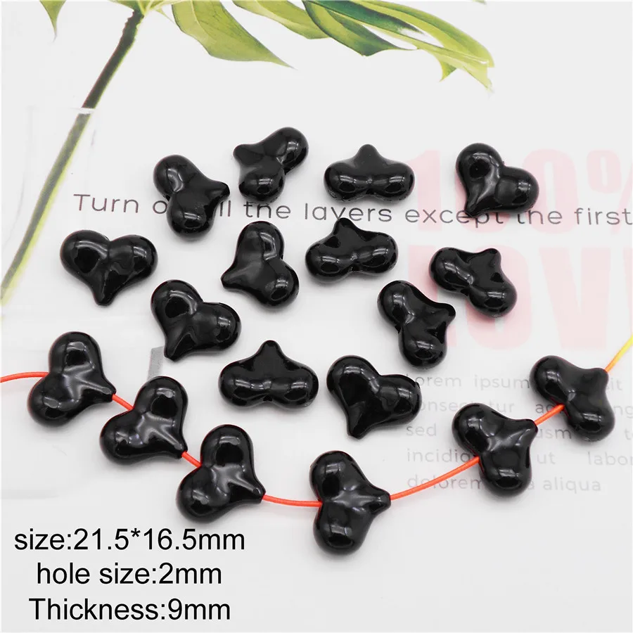 20PCS Plastic Heart Beads Black Heart Shape Spacer Bead Bracelet Jewelry Making Handmade Accessory