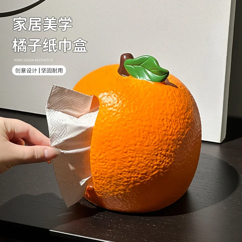 Creative simulation orange tissue box, living room TV cabinet decoration, housewarming, new home gift, home desktop carton