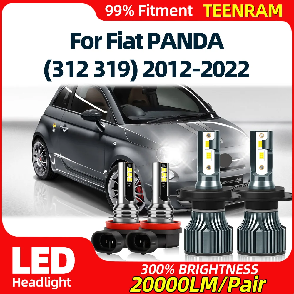 

40000LM LED Canbus Car Headlight Bulbs 240W High Low Beam 12V Fog Light For Fiat PANDA (312 319) 2012-2018 2019 2020 2021 2022
