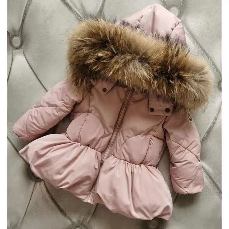 Children's Hooded Down Jacket Winter Mid-length Waisted White Duck Down Zip Down Jacket Down pants Winter -30 Degree Celsius