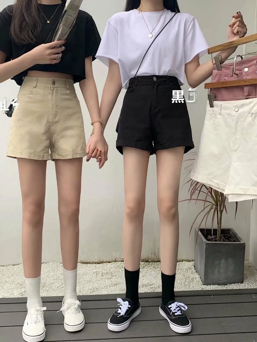 Summer New High Waist Wide Leg Short Pants Women's Casual Style Korean Fashion Student Slimming Versatile Loose Fit Jeans