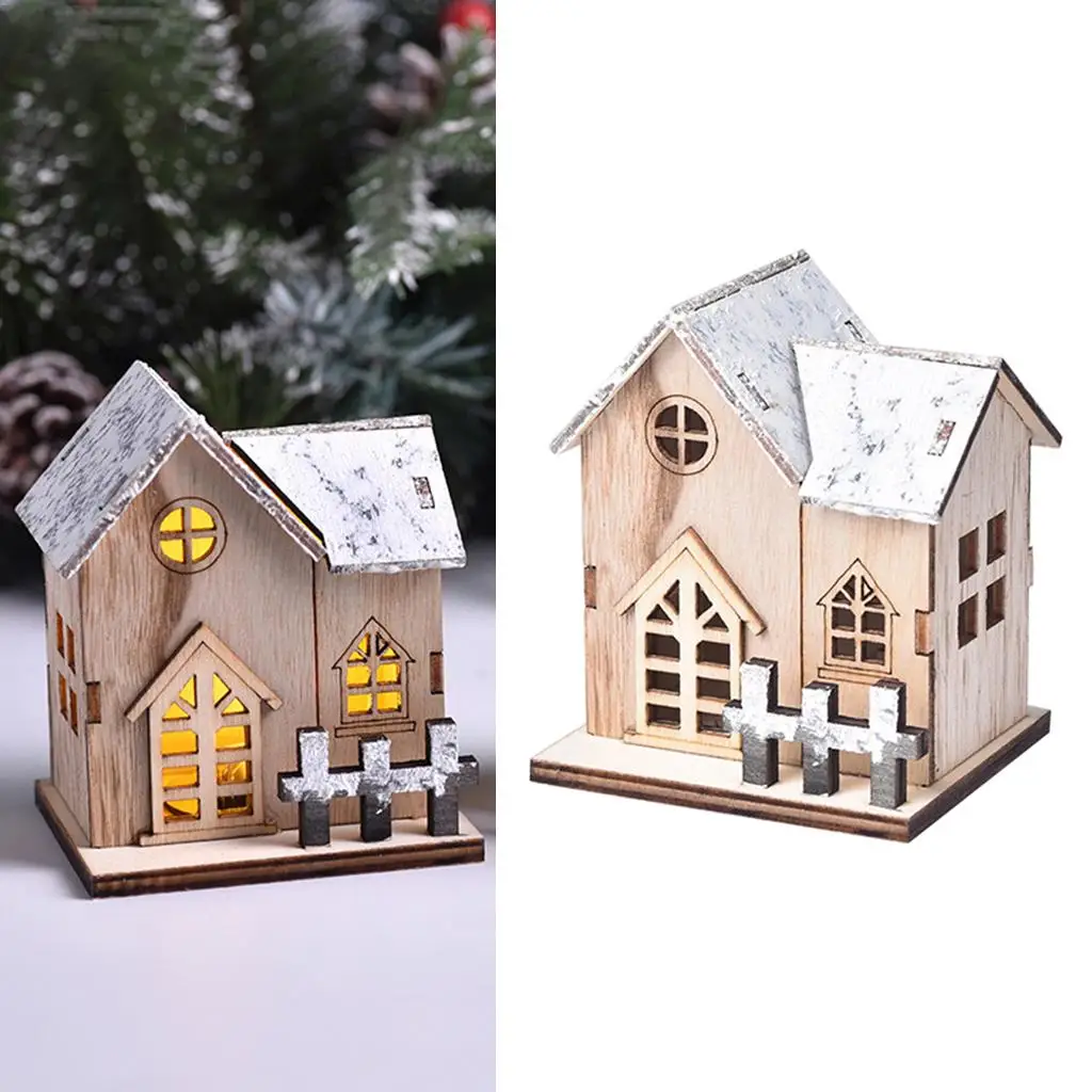 Christmas Tabletop Ornaments Polyresin Battery Educational Ornament Chalet Advent Calendar for Pot Holiday Xmas Festival Desktop