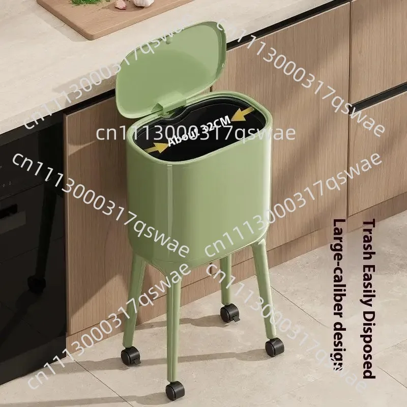 Non-bending with press open lid trash can - large capacity oval kitchen and living room trash can, durable plastic material