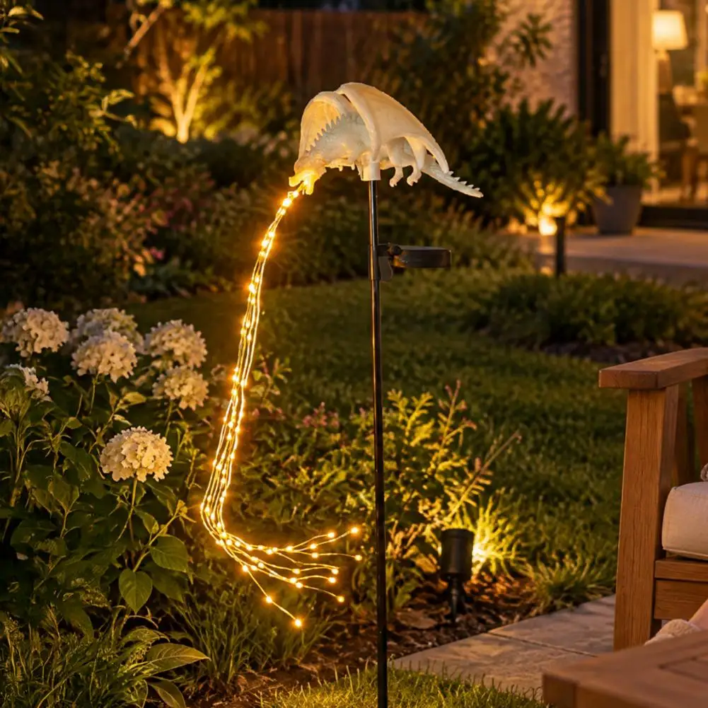 Automatic Dusk to Dawn Lamp Solar Dragon Garden Stake Light Fire-breathing Resin Dragon Statue Waterproof Led Solar for Yard