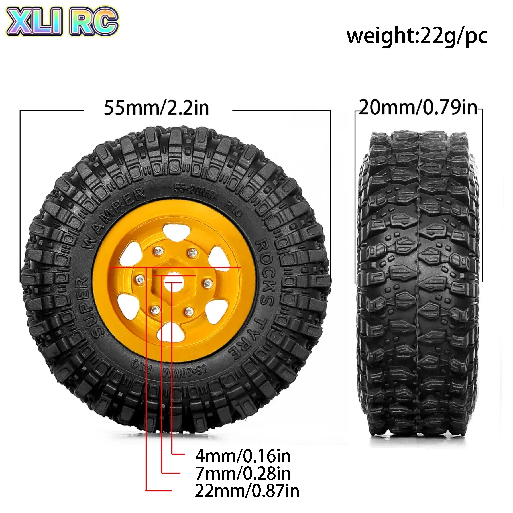 RED SPIDER 1.0 wheels Metal Beadlock Wheel Rims Rubber Tires Set for 1/18 1/24 RC Crawler Car Axial SCX24 FMS FCX24 Parts 2