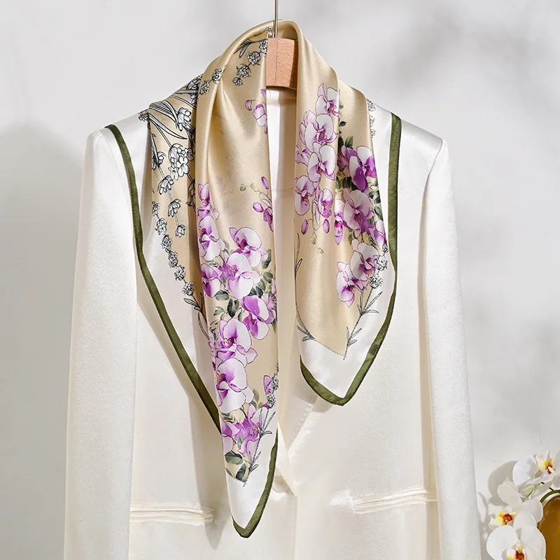 100-silk-satin-65x65cm-square-scarf-hand-drawn-lavender-floral-neck-scarf-french-pastoral-headband-women-elegant-accessory