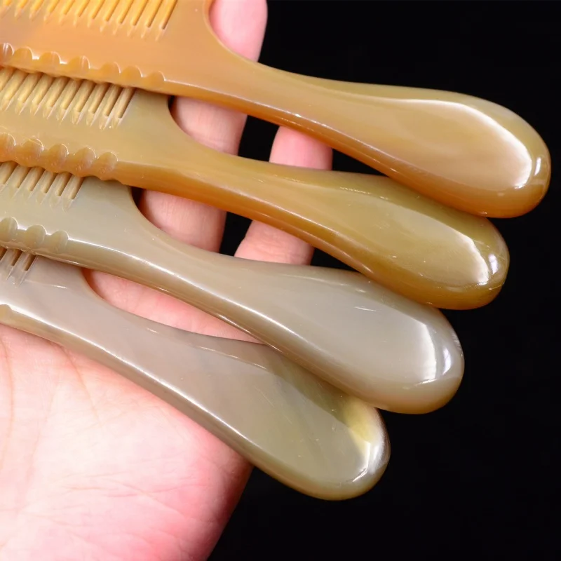 19-20cm Scalper Horn Drum Handle Comb about Thick8-10MMYak Horn Comb Carved Natural Horn Comb Batch