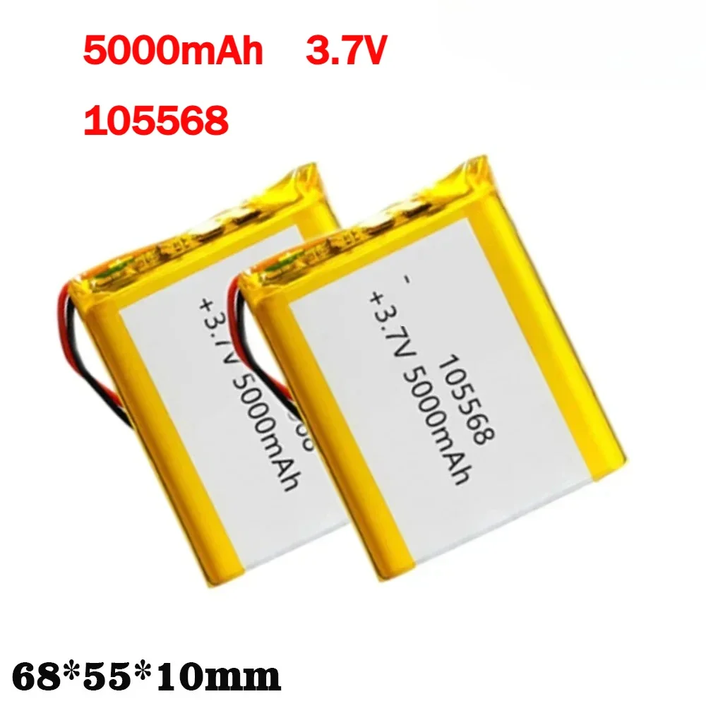 Nuevo 1-10 Uds 105568 5000mAh 3,7 V batería li-po recargable para banco de energía calentador de manos luz LED Robot inteligente baterías de polímero de litio