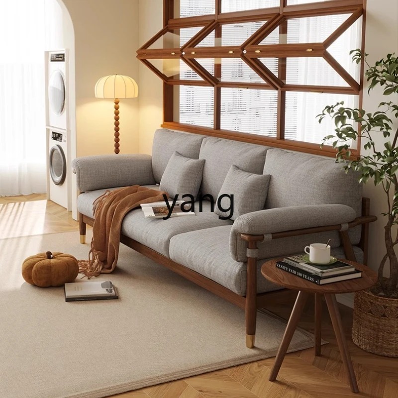 

YHM solid wood sofa new Chinese combination simple fabric