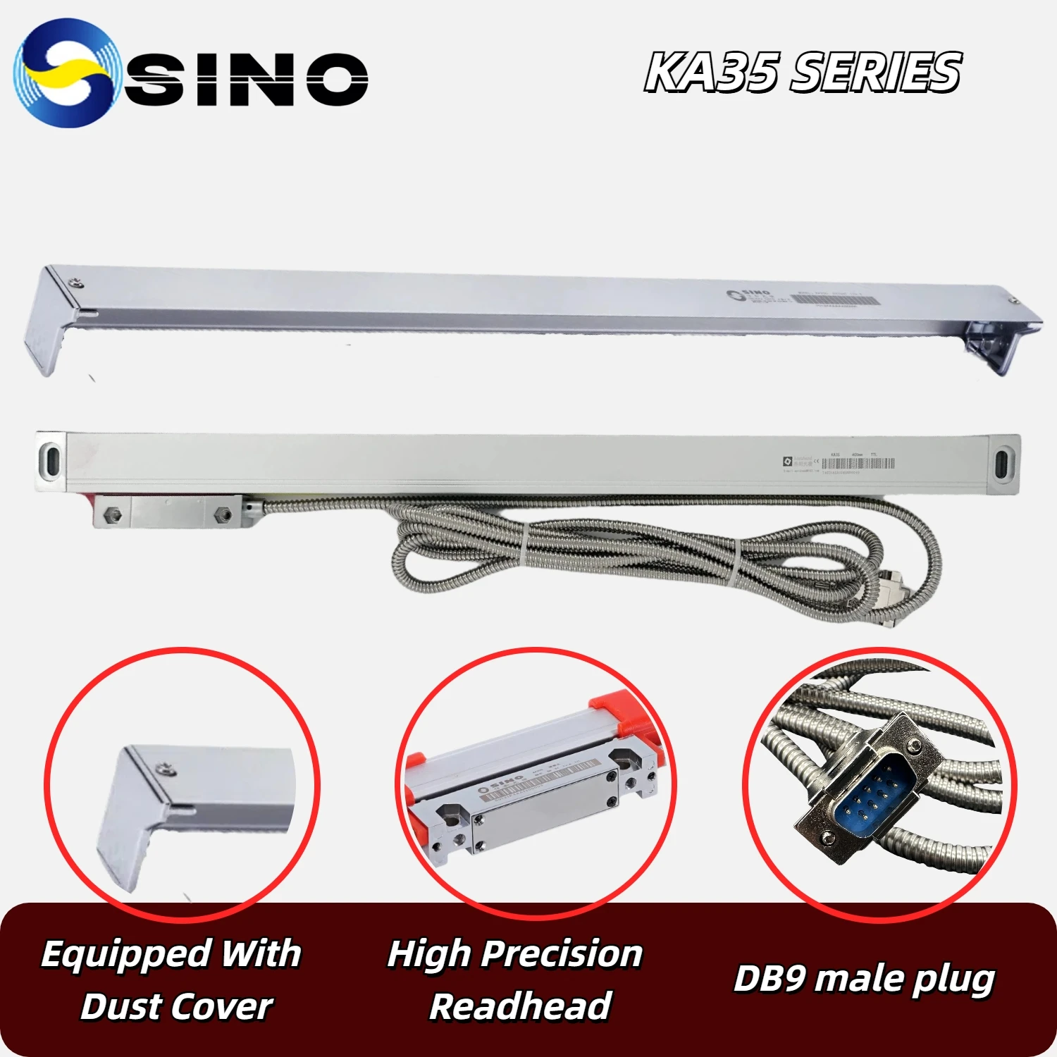 0.005mm 5μm Slim Linear DRO Glass Scale TTL 5VDC 850mm-1000mm Grating Ruler Sensor Displacement for Milling Lathe Machine