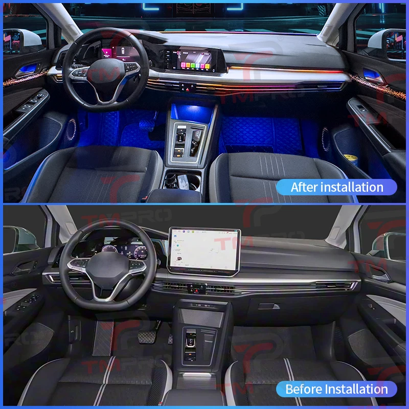 TMPro for 2021-2026 Volkswagen Golf 8 Car Interior Ambient Light 64-Color LED Safety Assistance System