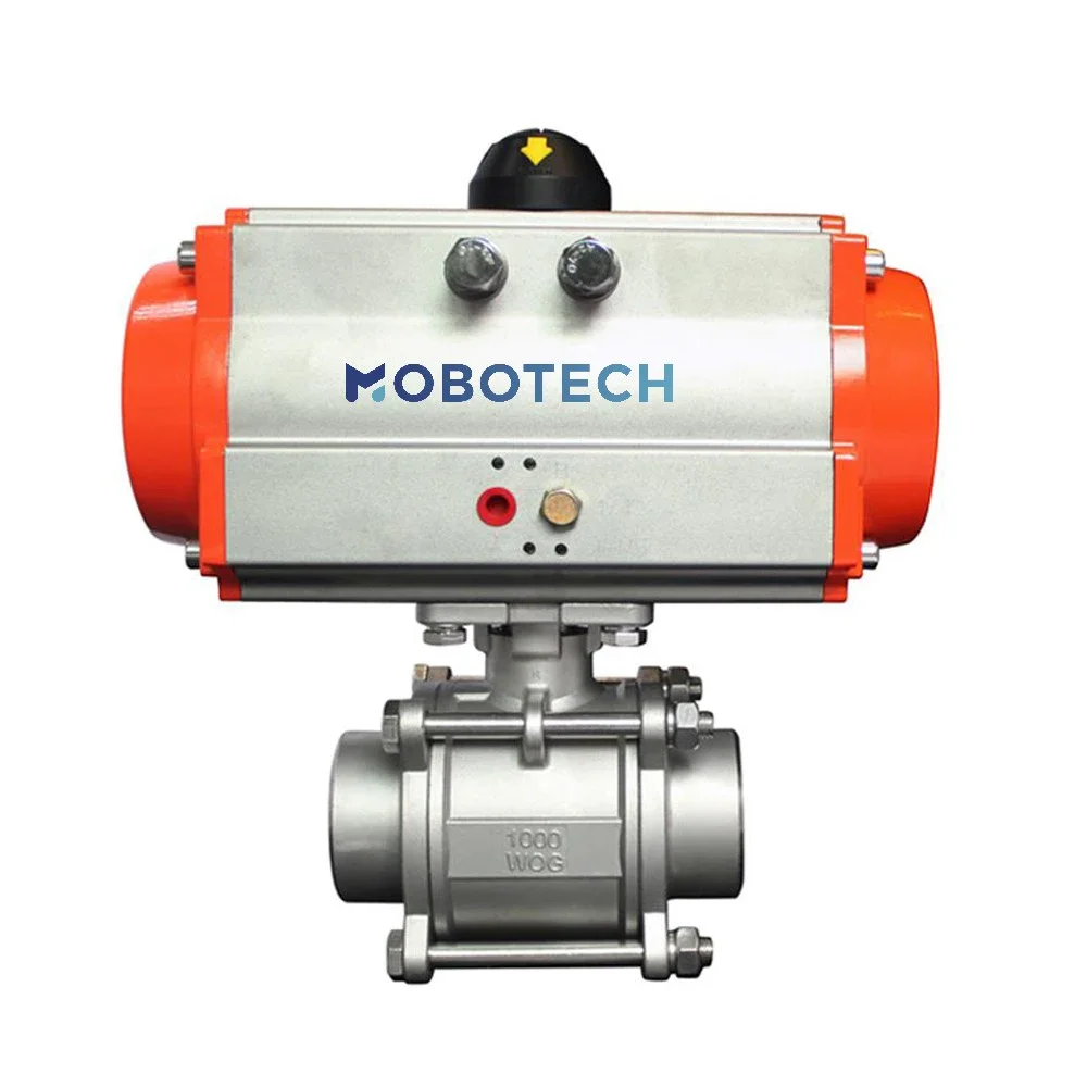 

Special Hot Selling Three Pieces Welded Stainless Steel Actuacted Pneumatic Welded Ball Valve With Air Actuator