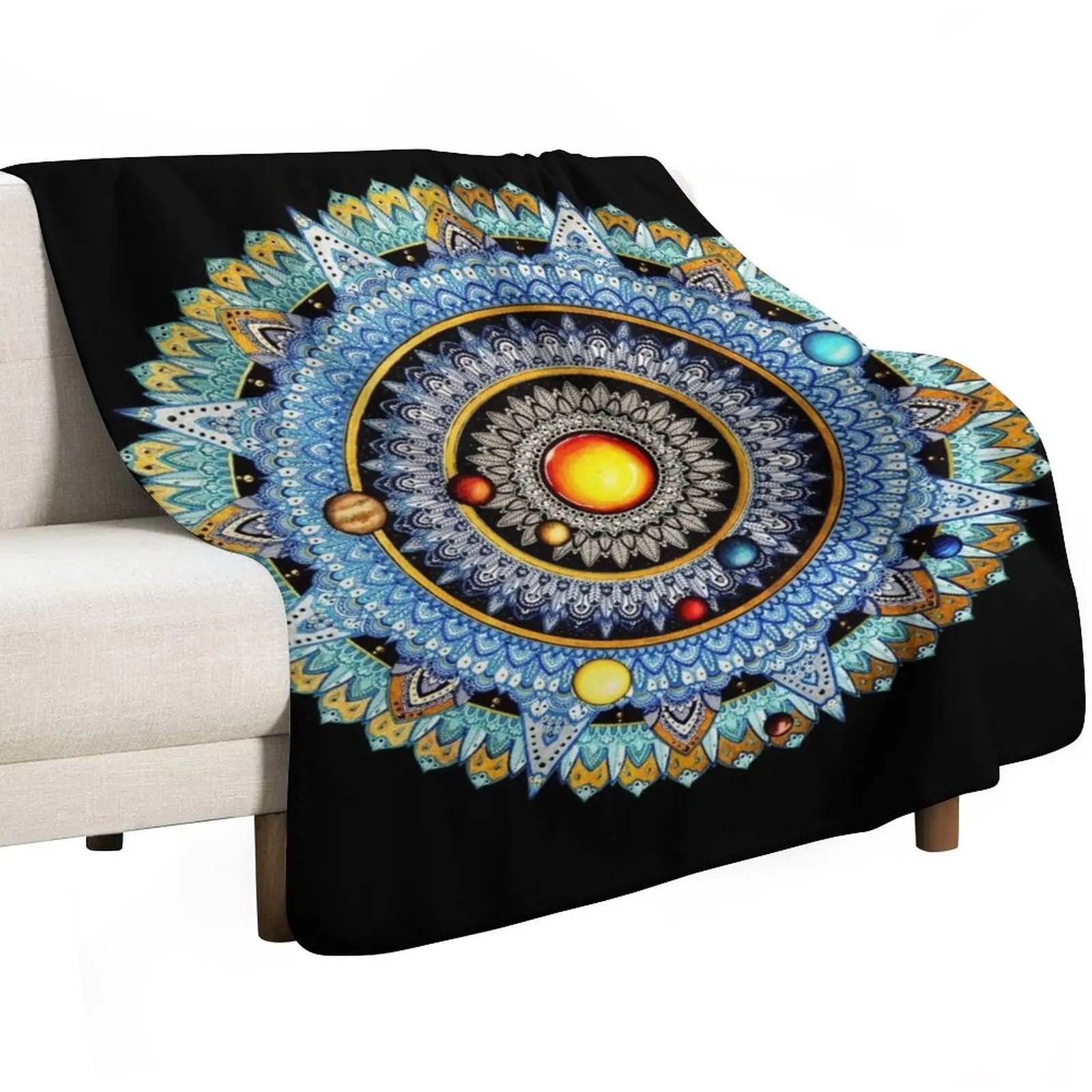 Solar System Mandala Throw Blanket Blankets For Baby Winter beds Vintage Thermals For Travel Flannel Fabric Thin Blankets