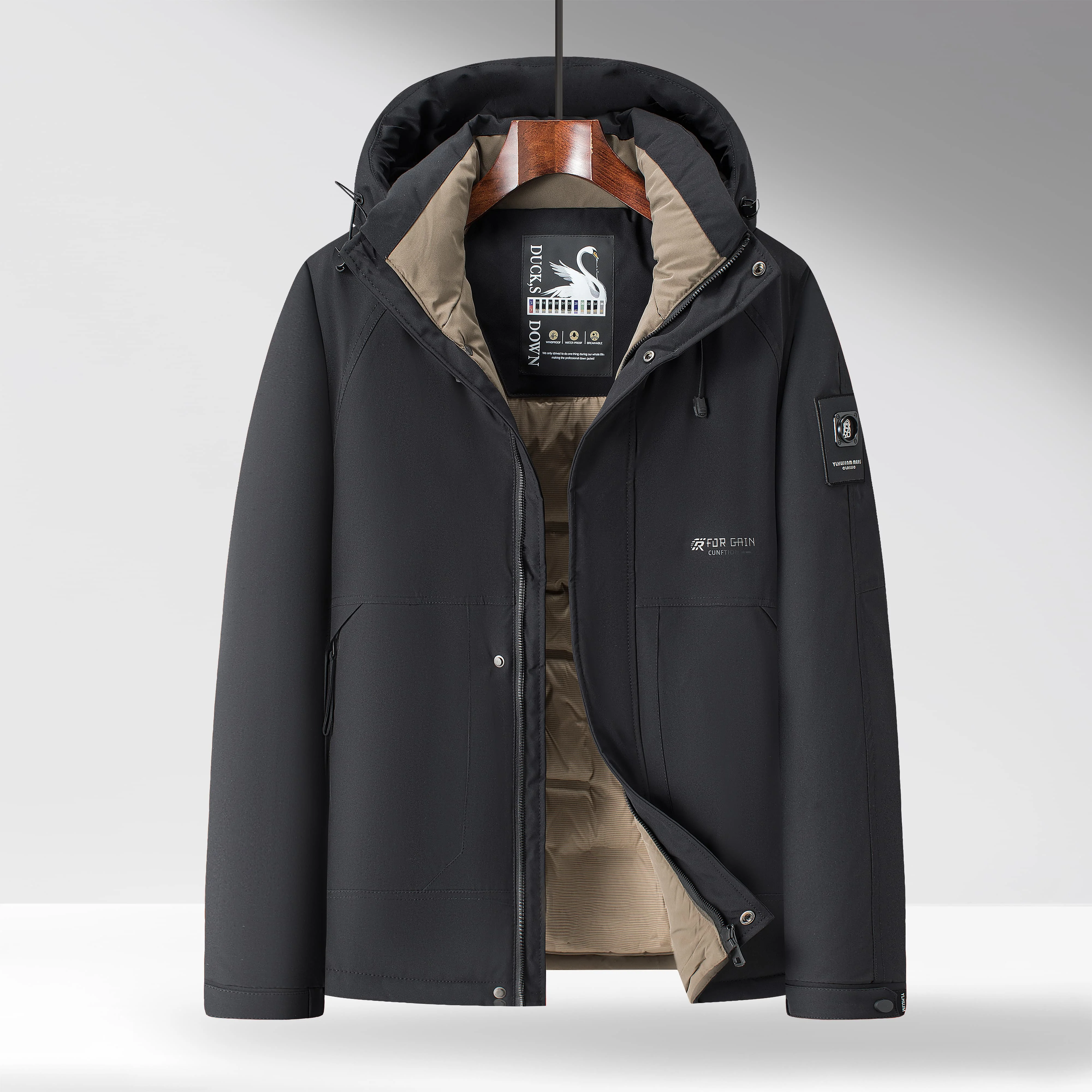 سترة شتوية للرجال 2025 جديد فضفاض كبير وطويل القامة معطف مقنع دافئ أبيض بطة أسفل الأب سترة خارجية للذكور #4