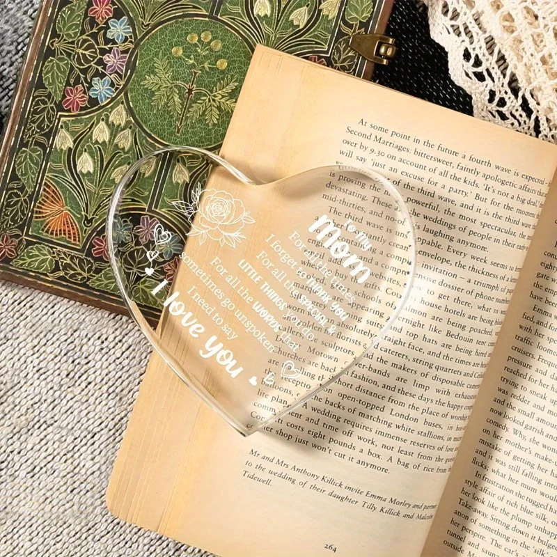 تذكار أكريليك "I Love You Mom" - هدية على شكل قلب لأيام الأم الخاصة #4