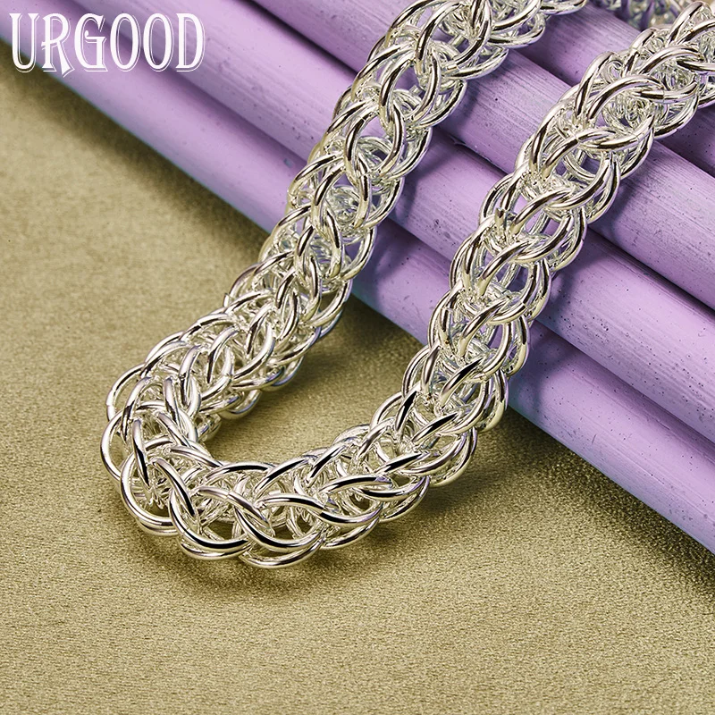 925 Sterling Silver Double-Loop Winding Necklace 18 Inch For Women Party Engagement Wedding Fashion Jewelry