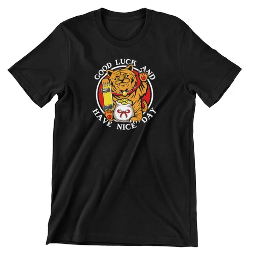 

Have A Nice Day Lucky Cat T-Shirt - Black