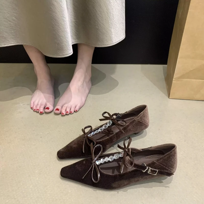 

High-heel Square-toe Pointed-toe Rhinestone Low-cut Fashionable Multi-purpose Comfortable Anti-slip Breathable Women's Shoes