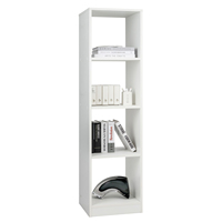 4 Compartments Bookshelf wood 38x142x33 cm Shelf Shelf storage Shelf for Study living room White