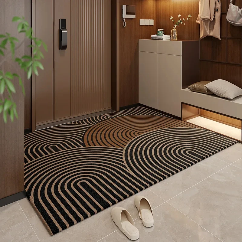 VIKAMA Moderner geometrischer gebogener Teppich – rutschfest, verschleißfest, leicht zu reinigen, für Flur, Eingang, Schlafzimmer, Wohnzimmer, Heimdekoration
