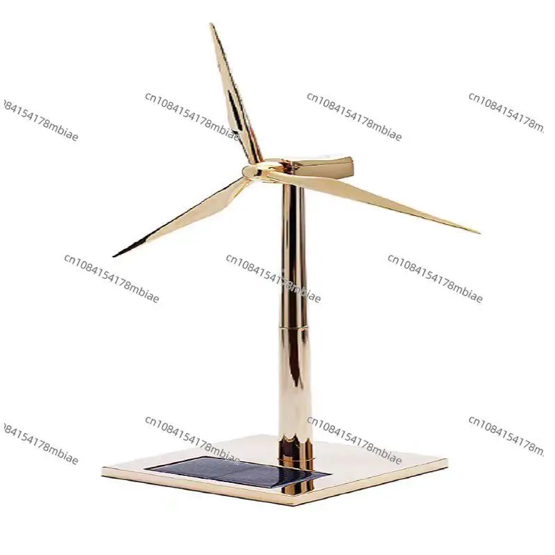 Solar Fan Model Gold Wind Turbine Windmill Promotion Wind Energy Industry Gift Office Ornaments