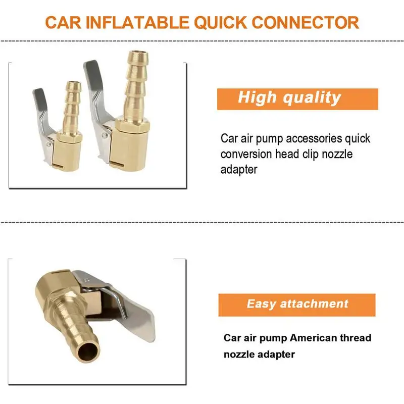 6mm/8mm Car Inflatable Quick Connector Auto Tire Air Pump Inflator Clip Metal Nozzle Quick Conversion Adapter Car Accessories