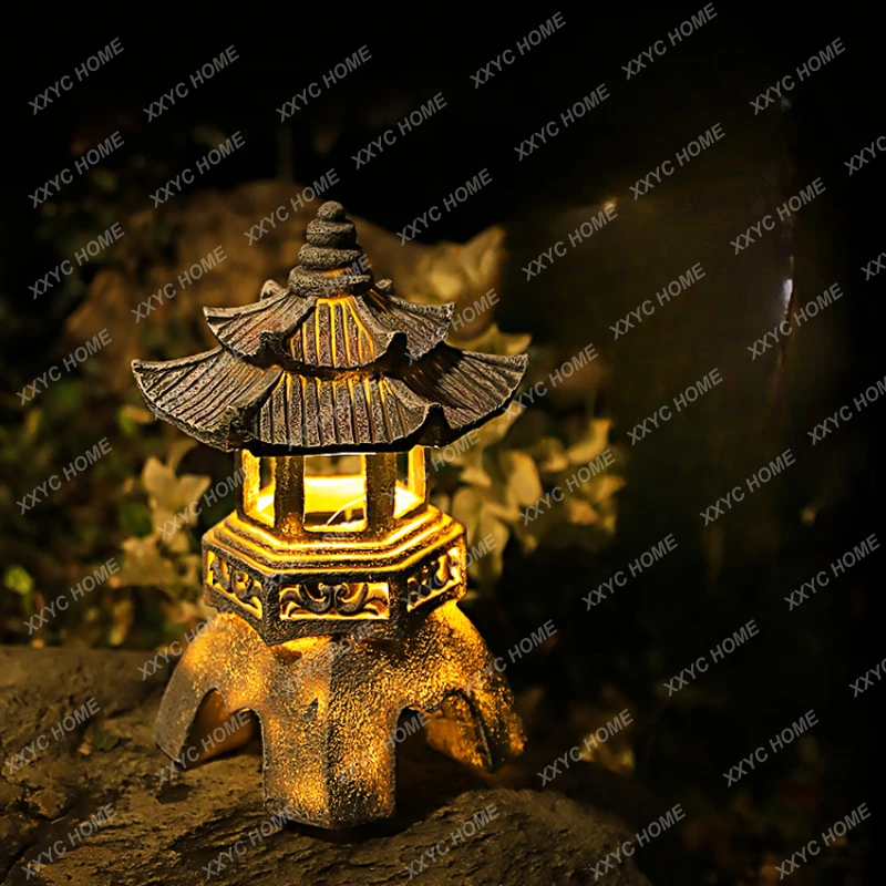 

Solar Outdoor Courtyard Decoration Landscape Lamp Waterproof Garden Decoration Layout Floor Lamp Garden Stone Tower Lamp