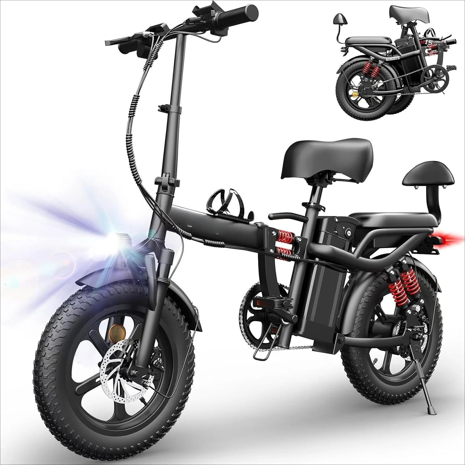 

Электрический велосипед для взрослых, 16-дюймовый складной электровелосипед с толстыми шинами и пиковым двигателем мощностью 1000 Вт, съемная батарея 48 В, по индивидуальному заказу