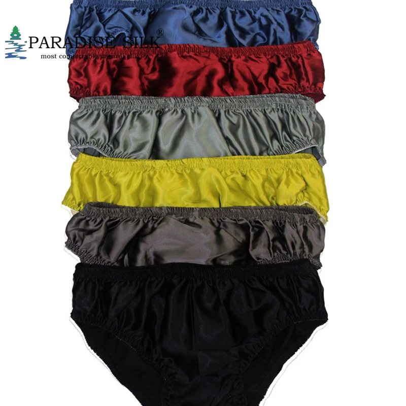 

Men Panties 6 Pairs 100% Pure Silk Men Bikini Briefs Sexy Underwear Size S M L XL XXL(W28"-46")